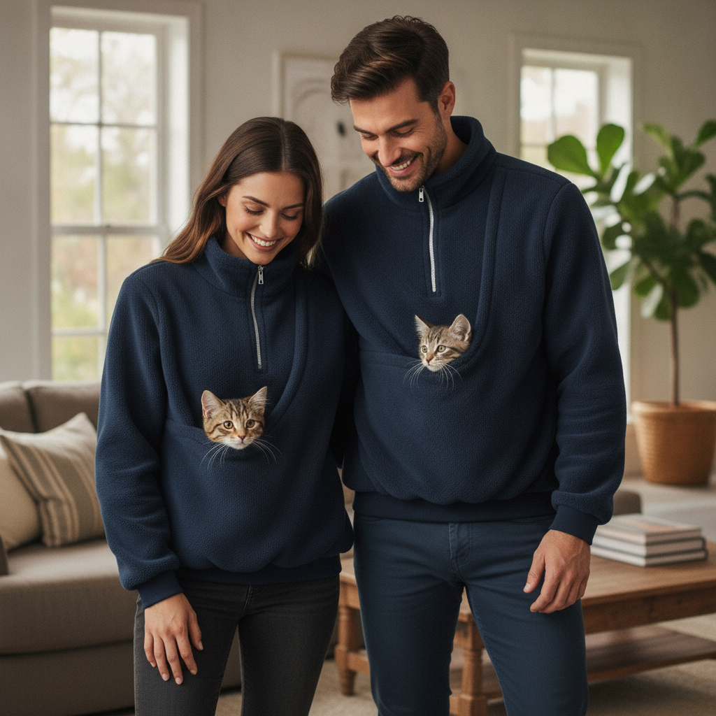 NUGGAL Cozy Fleece Pet Carrier Pullover – Unisex Quarter-Zip Sweatshirt