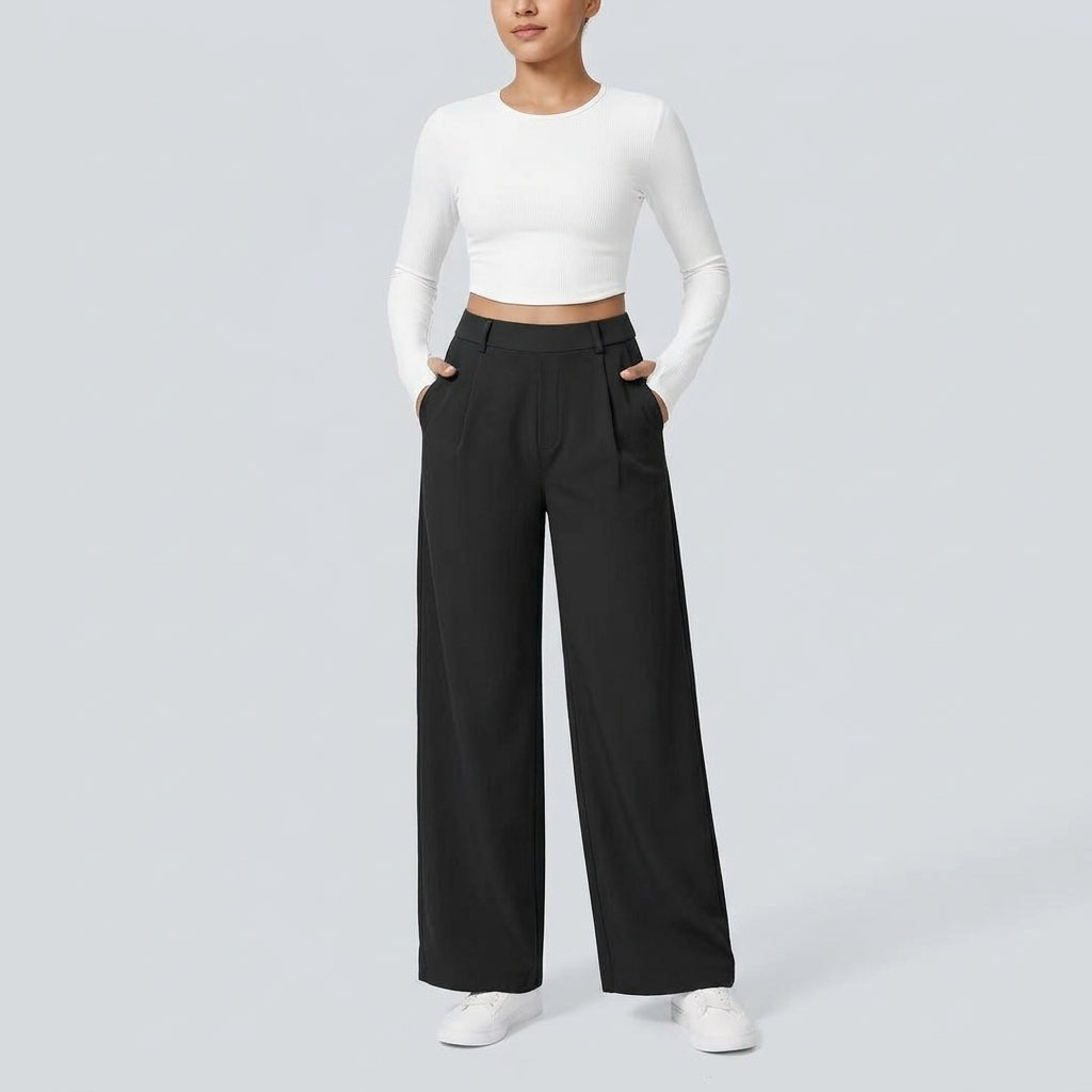 NUGGAL Lint-Free & Pet Resistant Pleated Pants