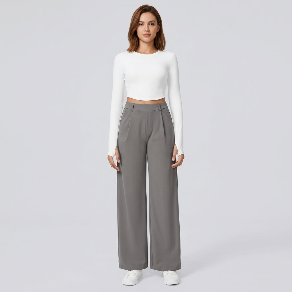 NUGGAL Lint-Free & Pet Resistant Pleated Pants