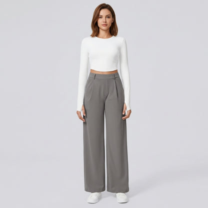 NUGGAL Lint-Free & Pet Resistant Pleated Pants
