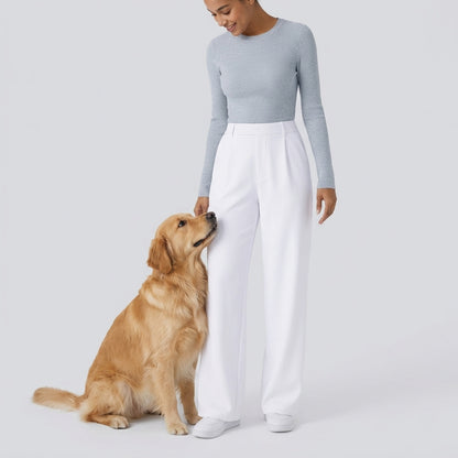 NUGGAL Lint-Free & Pet Resistant Pleated Pants