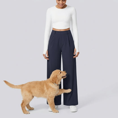 NUGGAL Lint-Free & Pet Resistant Pleated Pants