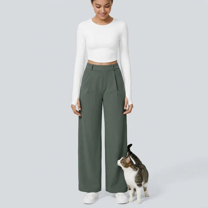 NUGGAL Lint-Free & Pet Resistant Pleated Pants