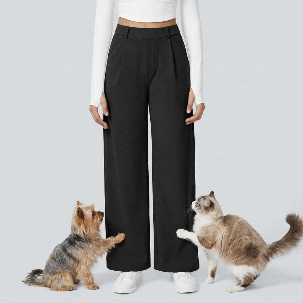 NUGGAL Lint-Free & Pet Resistant Pleated Pants