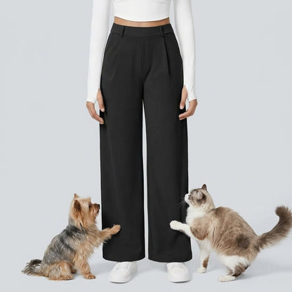 NUGGAL Lint-Free & Pet Resistant Pleated Pants