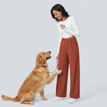 NUGGAL Lint-Free & Pet Resistant Pleated Pants