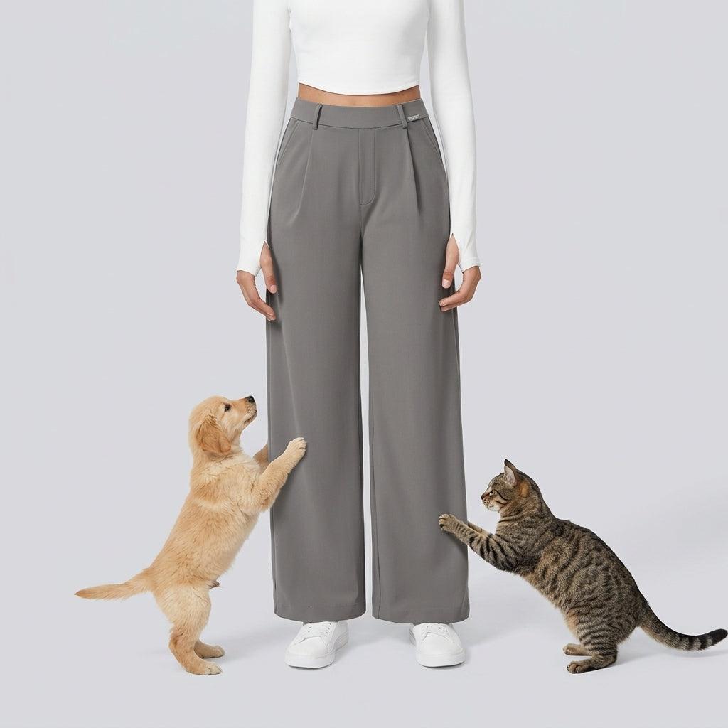 NUGGAL Lint-Free & Pet Resistant Pleated Pants
