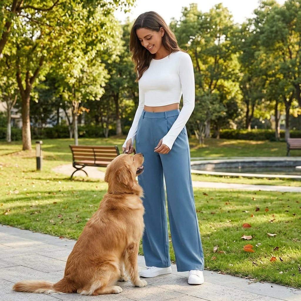 NUGGAL Lint-Free & Pet Resistant Pleated Pants