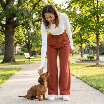 NUGGAL Lint-Free & Pet Resistant Pleated Pants