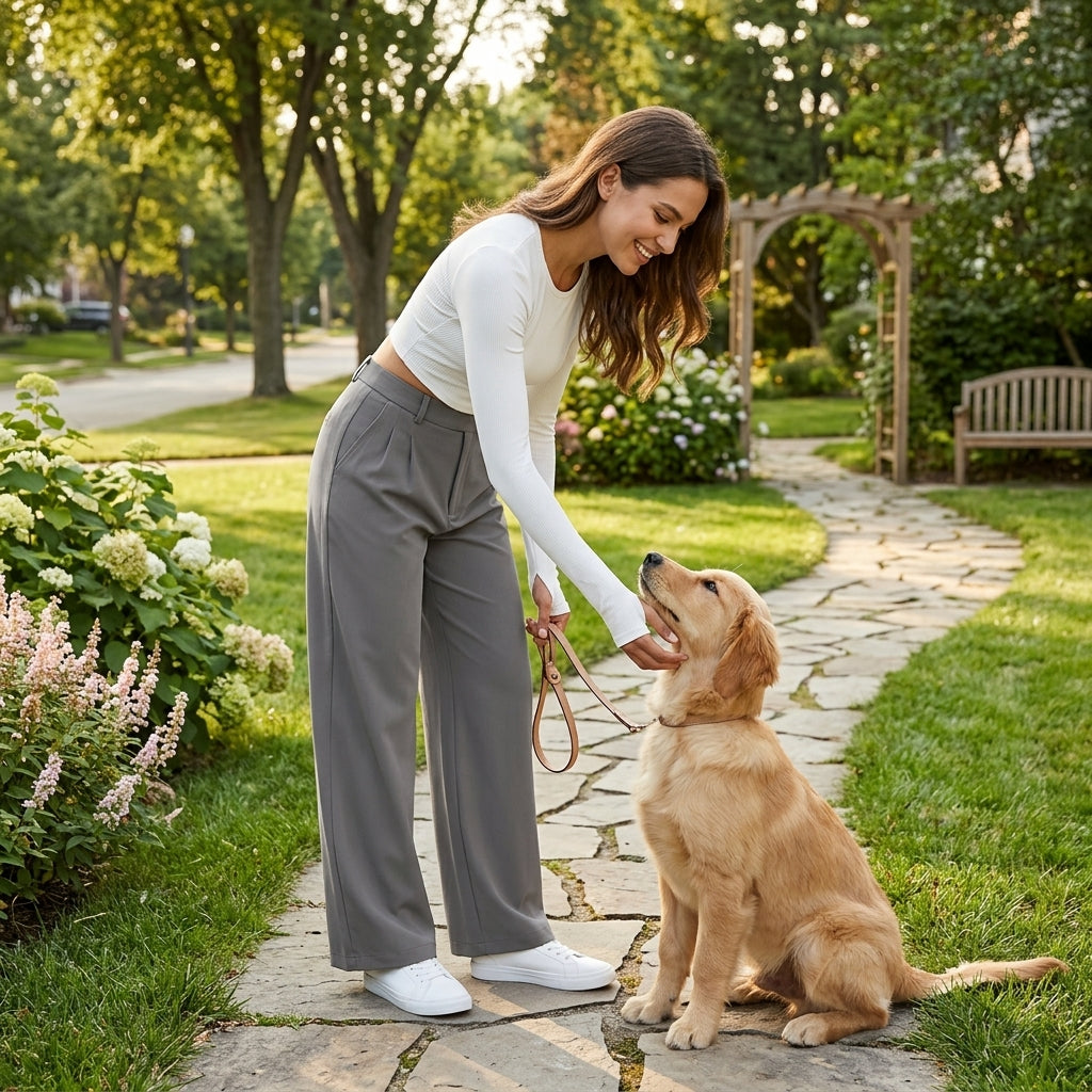 NUGGAL Lint-Free & Pet Resistant Pleated Pants