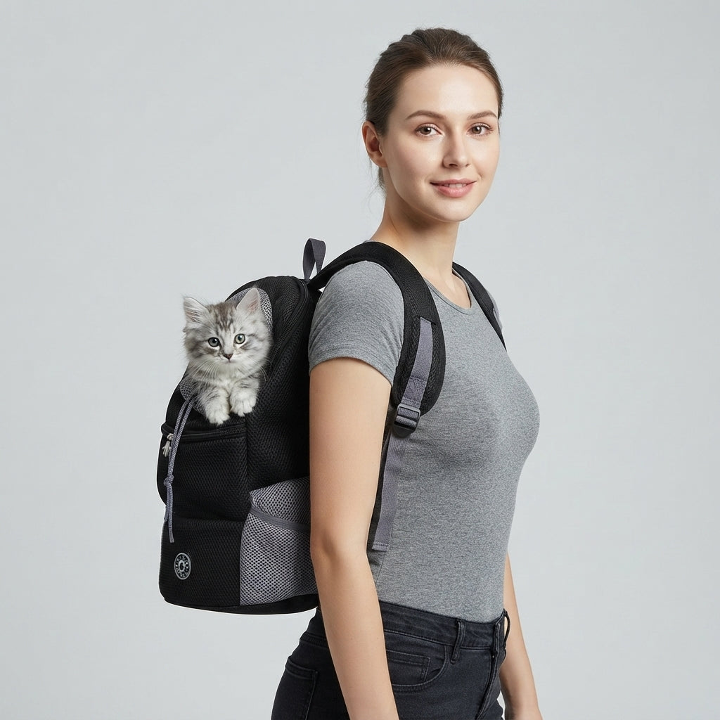 NUGGAL Ultimate Mesh Pet Travel Backpack - Breathable Head-Out Carrier