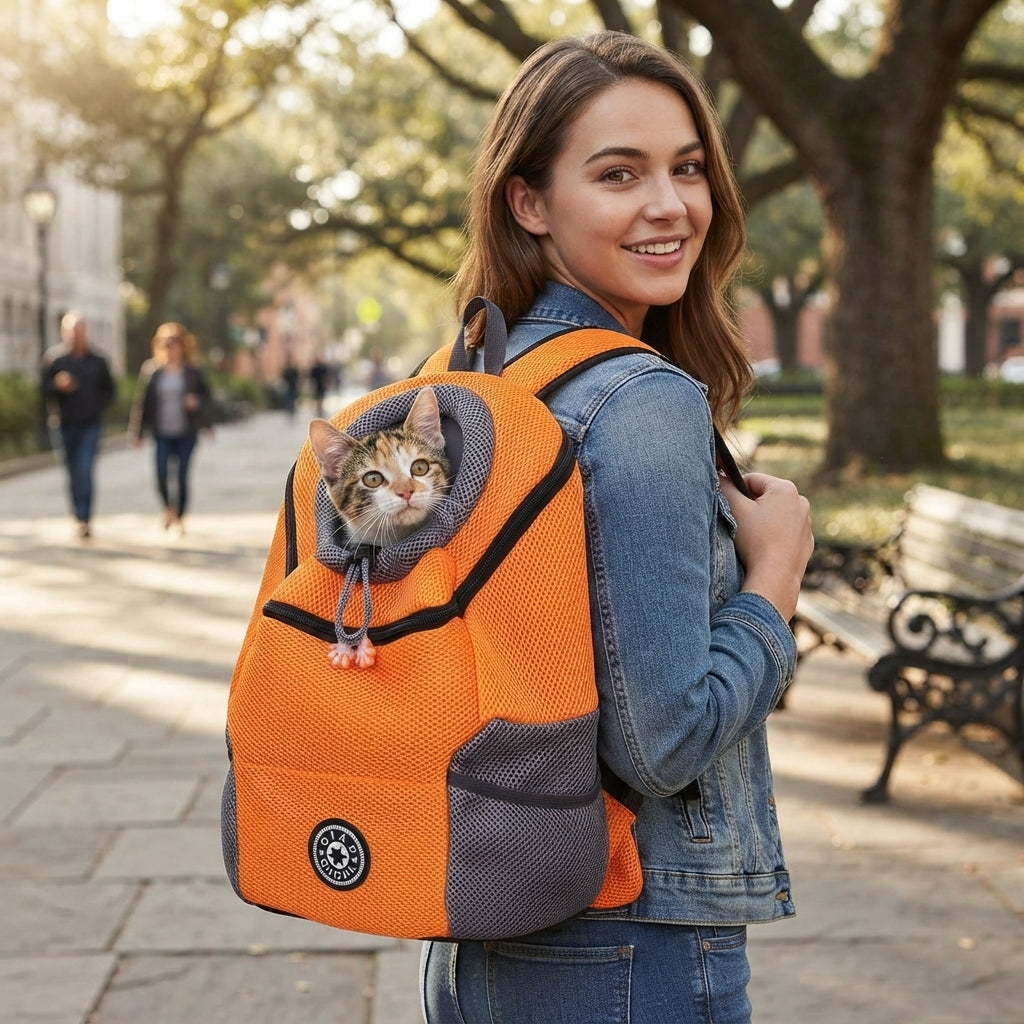 NUGGAL Ultimate Mesh Pet Travel Backpack - Breathable Head-Out Carrier
