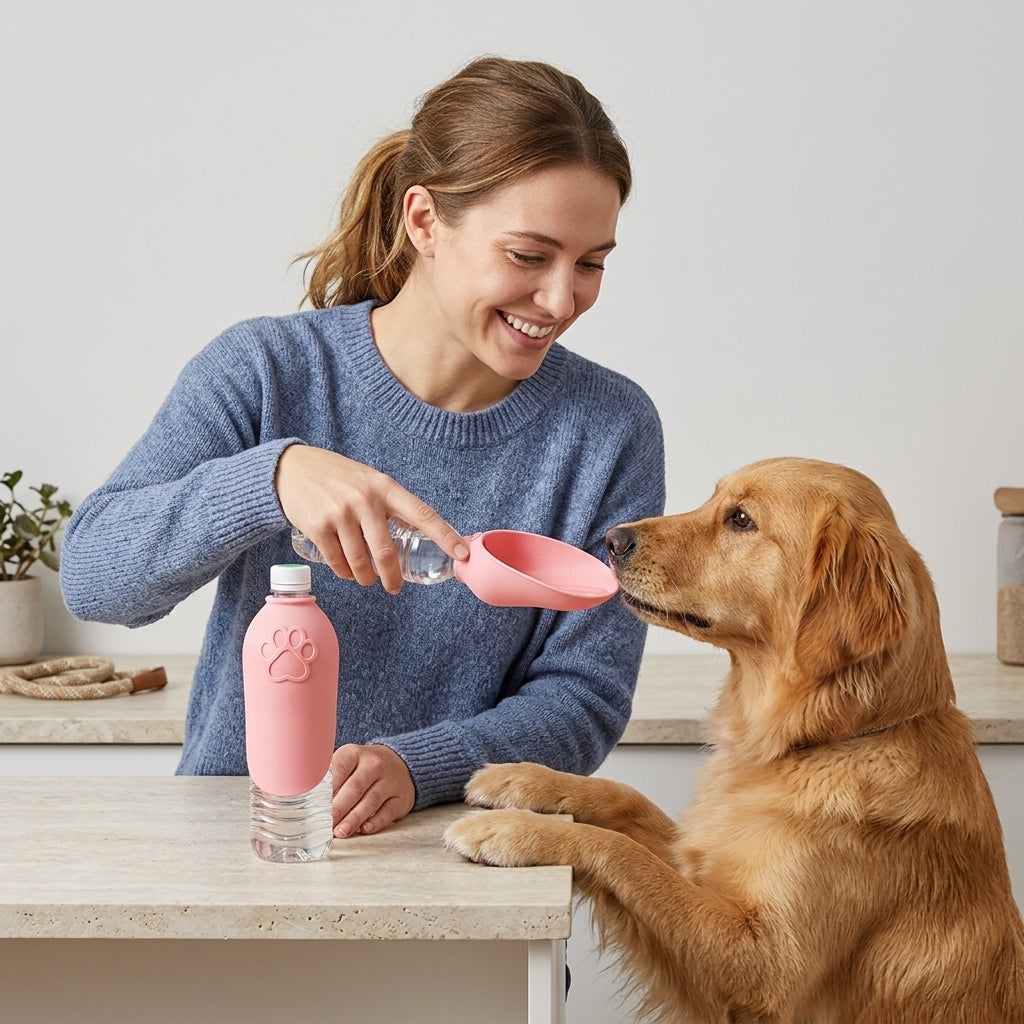 NUGGAL Foldable Silicone Dog Water Bowl Attachment | Portable Pet Travel Dispenser