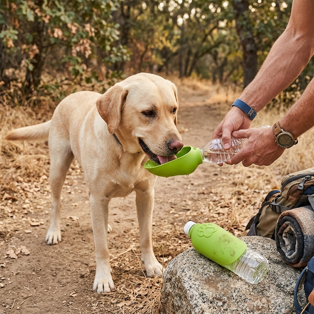 NUGGAL Foldable Silicone Dog Water Bowl Attachment | Portable Pet Travel Dispenser