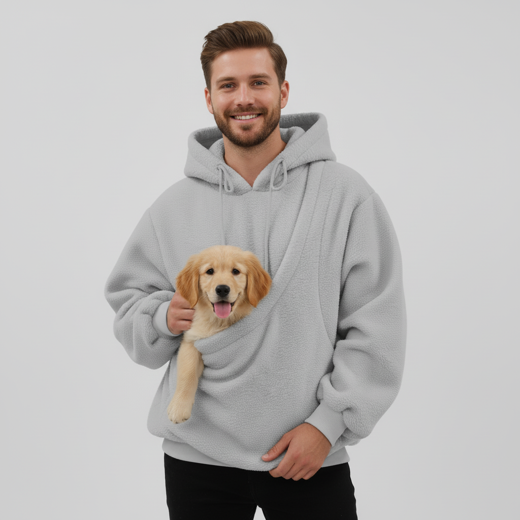 NUGGAL Unisex Oversized Fleece Pet Pouch Hoodie