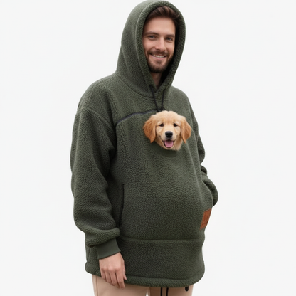 NUGGAL Unisex Oversized Fleece Front Pet Pouch Hoodie