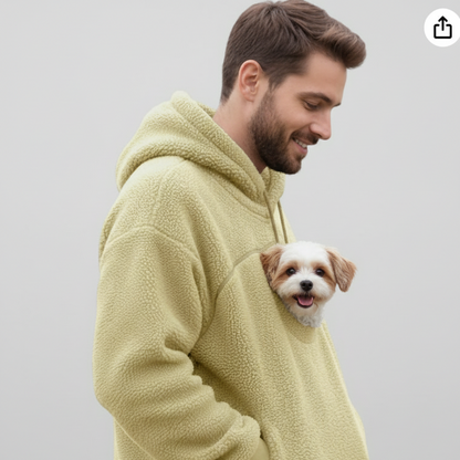 NUGGAL Unisex Oversized Fleece Front Pet Pouch Hoodie