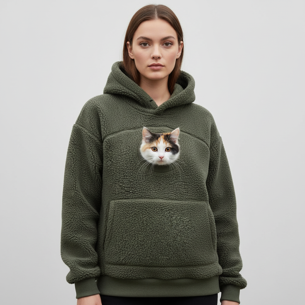 NUGGAL Unisex Oversized Fleece Front Pet Pouch Hoodie