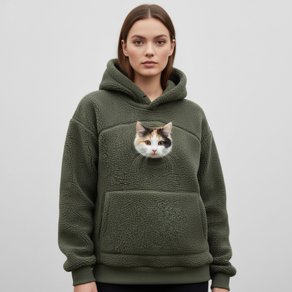 NUGGAL Unisex Oversized Fleece Front Pet Pouch Hoodie