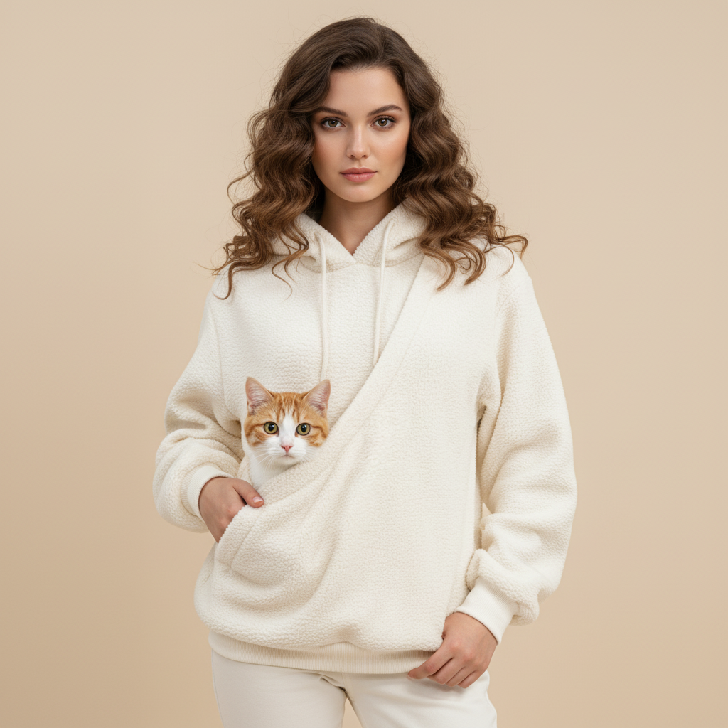 NUGGAL Unisex Oversized Fleece Pet Pouch Hoodie