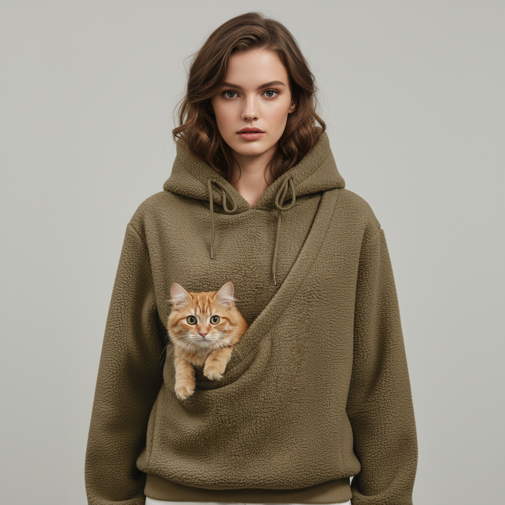 NUGGAL Unisex Oversized Fleece Pet Pouch Hoodie