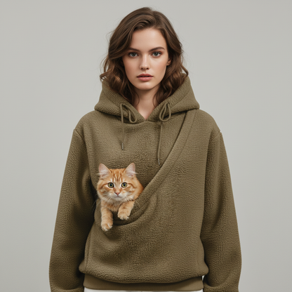 NUGGAL Unisex Oversized Fleece Pet Pouch Hoodie