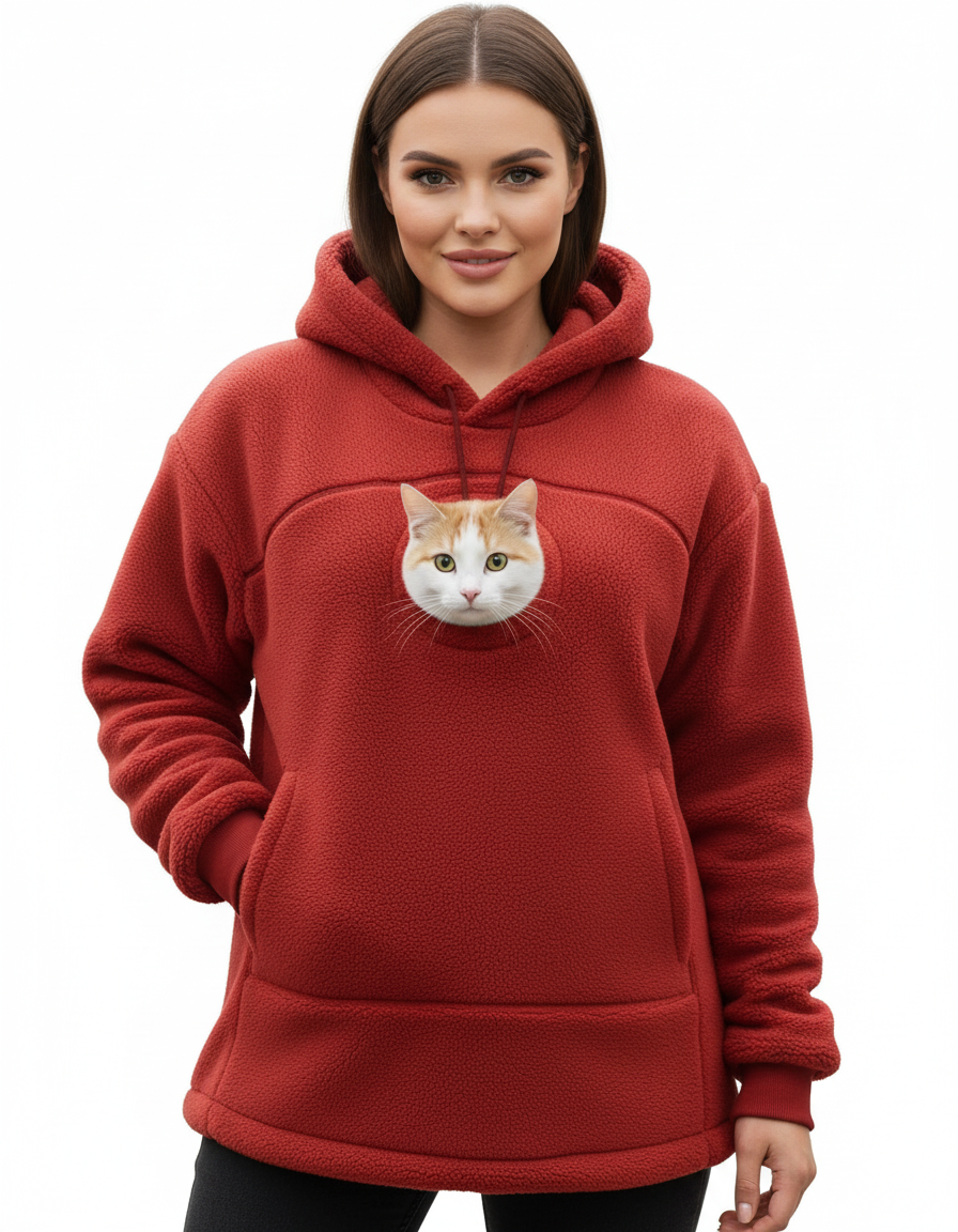 NUGGAL Unisex Oversized Fleece Front Pet Pouch Hoodie