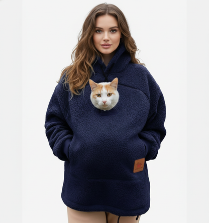 NUGGAL Unisex Oversized Fleece Front Pet Pouch Hoodie