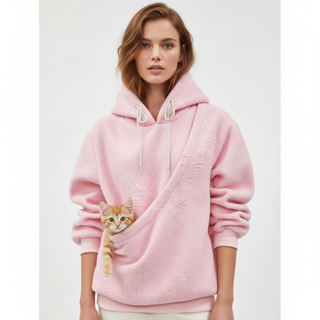 NUGGAL Unisex Oversized Fleece Pet Pouch Hoodie