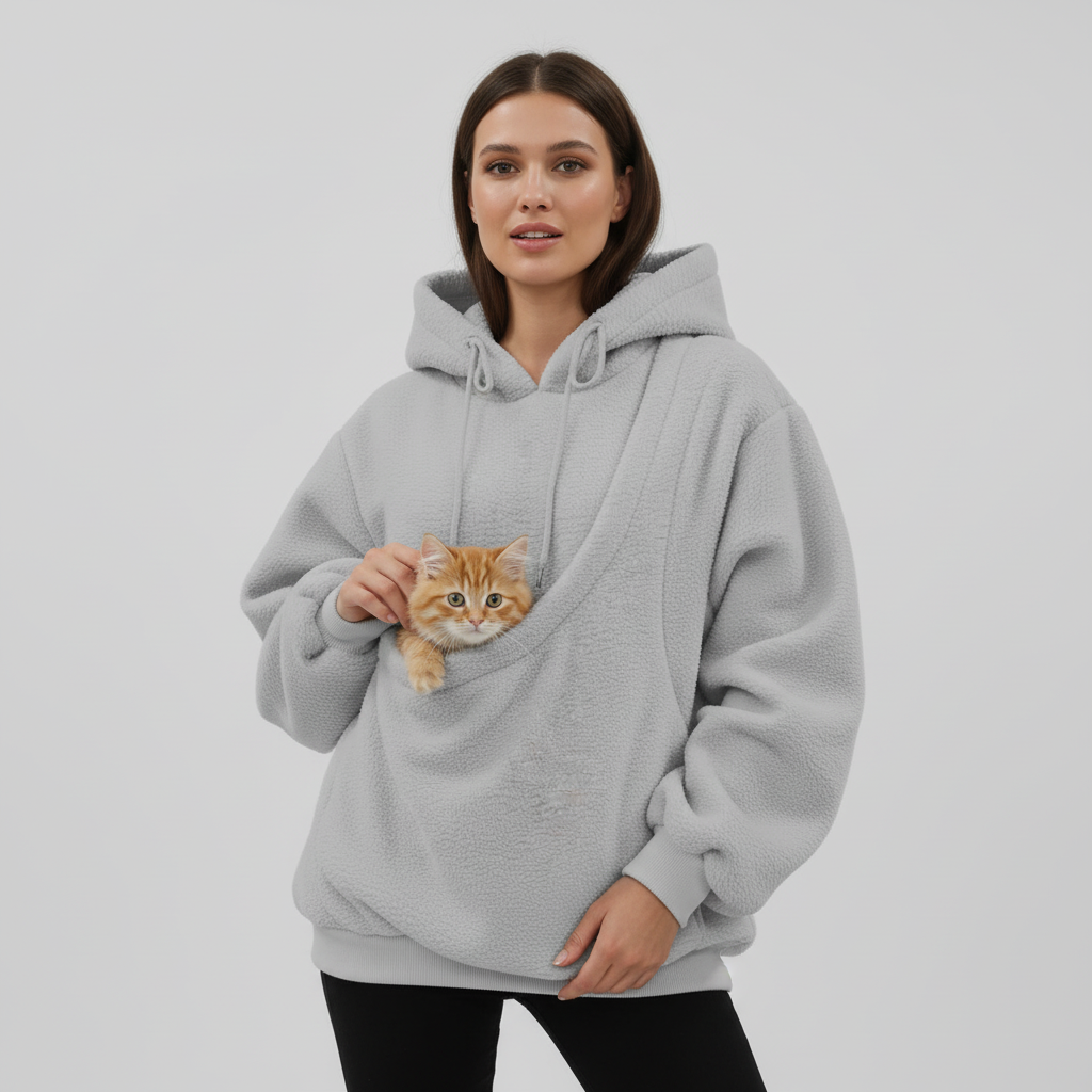 NUGGAL Unisex Oversized Fleece Pet Pouch Hoodie