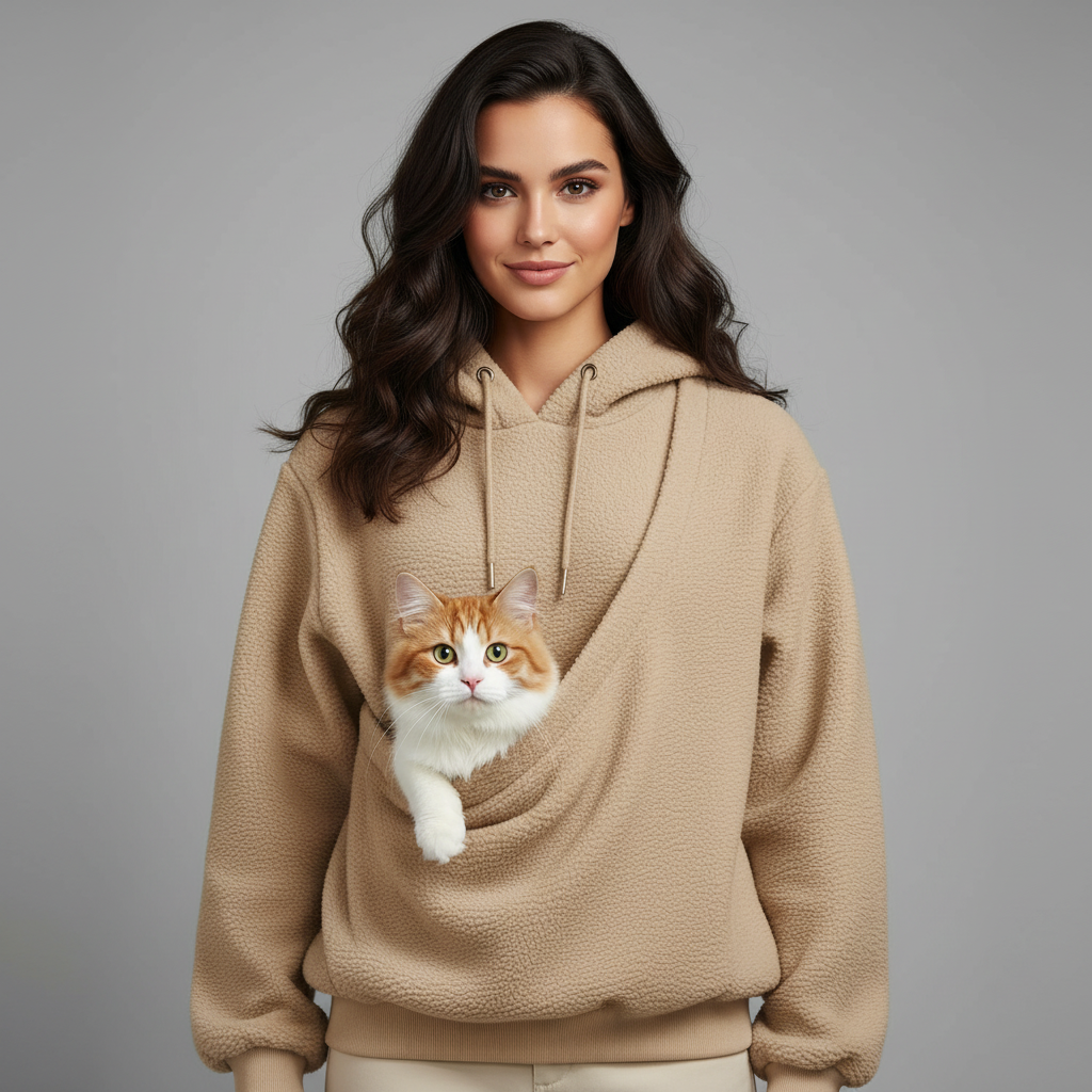 NUGGAL Unisex Oversized Fleece Pet Pouch Hoodie