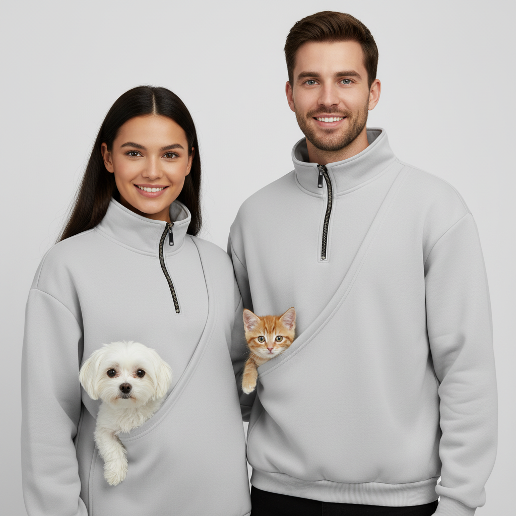 NUGGAL Unisex Pet Hair Resistant Pet Pouch Sweatshirt