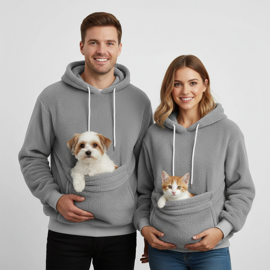 NUGGAL Unisex Kangroo Pet Pocket Fleece Hoodie
