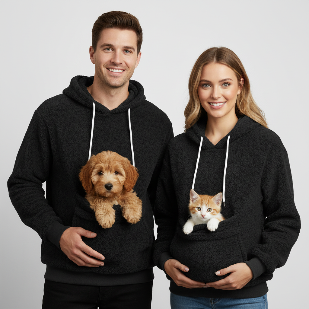 NUGGAL Unisex Kangroo Pet Pocket Fleece Hoodie