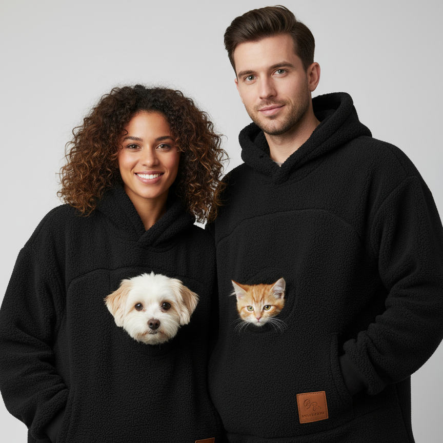 NUGGAL Unisex Oversized Fleece Front Pet Pouch Hoodie