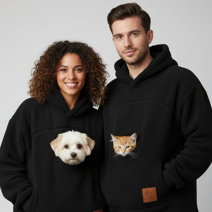 NUGGAL Unisex Oversized Fleece Front Pet Pouch Hoodie