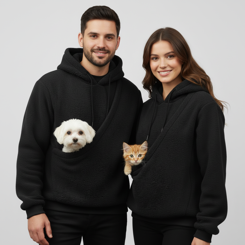 NUGGAL Unisex Oversized Fleece Pet Pouch Hoodie