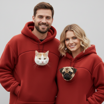 NUGGAL Unisex Oversized Fleece Front Pet Pouch Hoodie