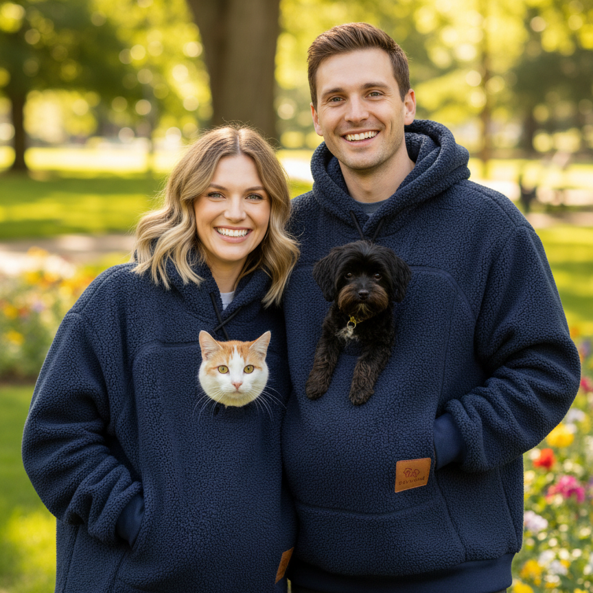 NUGGAL Unisex Oversized Fleece Front Pet Pouch Hoodie