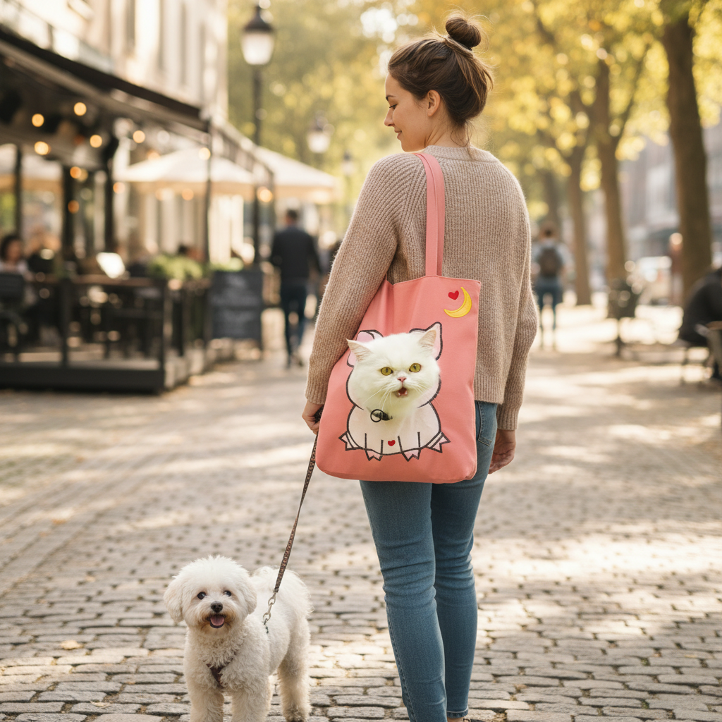 NUGGAL Playful Peek-a-Boo Canvas Pet Carrier Tote