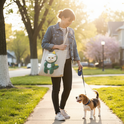NUGGAL Playful Peek-a-Boo Canvas Pet Carrier Tote