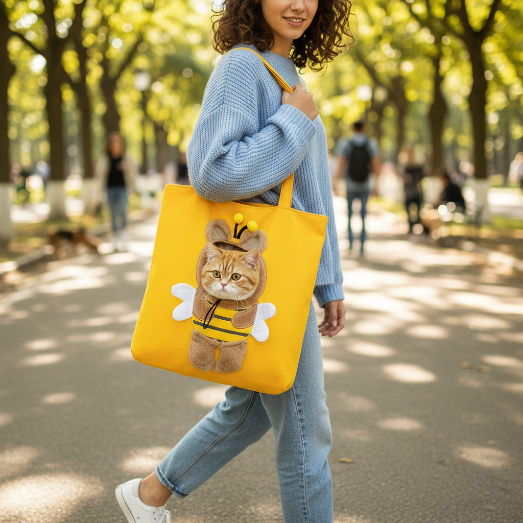 NUGGAL Playful Peek-a-Boo Canvas Pet Carrier Tote