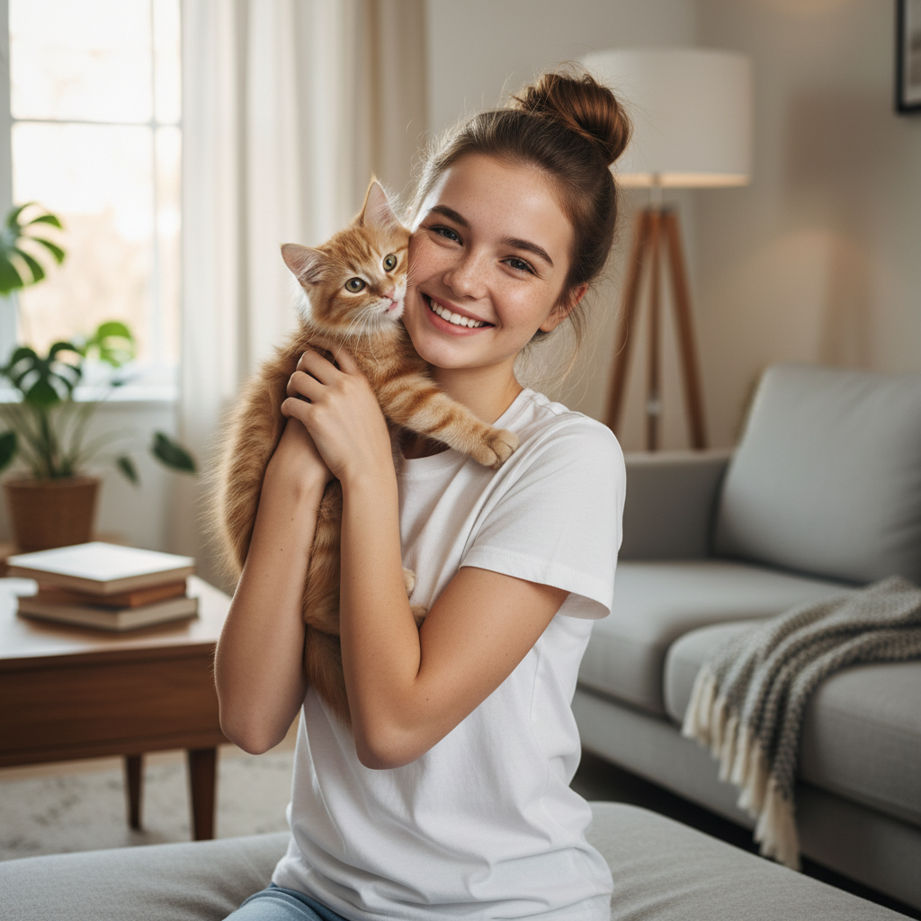 NUGGAL Pet Hair Resistant Tech T-shirt Slim Fit for Teen Girl