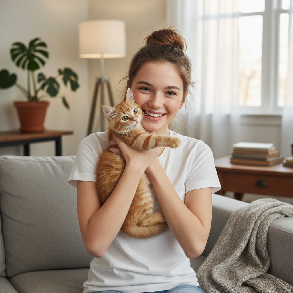 NUGGAL Pet Hair Resistant Tech T-shirt Slim Fit for Teen Girl