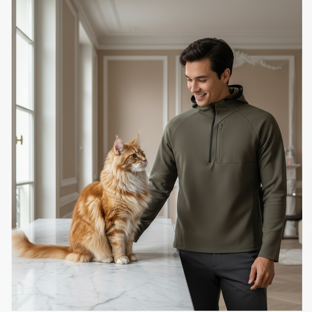 NUGGAL Pet Hair Resistant Tactical Half-Zip Hoodie for Men