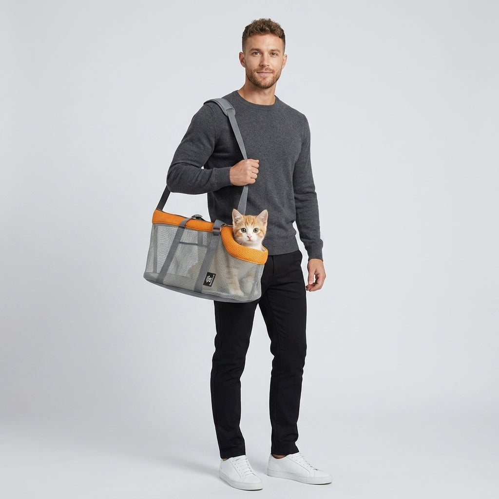 NUGGAL Breathable Mesh Pet Carrier Tote – Large Capacity Summer Travel Shoulder Bag for Cats & Dogs