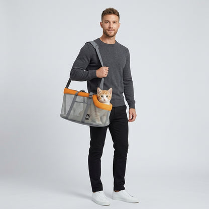 NUGGAL Breathable Mesh Pet Carrier Tote – Large Capacity Summer Travel Shoulder Bag for Cats & Dogs