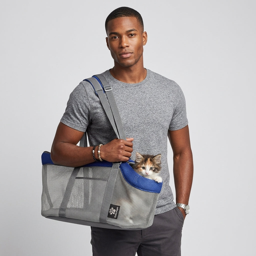 NUGGAL Breathable Mesh Pet Carrier Tote – Large Capacity Summer Travel Shoulder Bag for Cats & Dogs