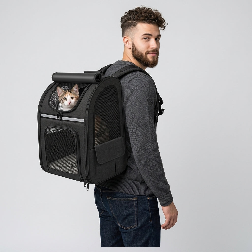 NUGGAL Expandable Pet Carrier Backpack with Breathable Mesh Tent