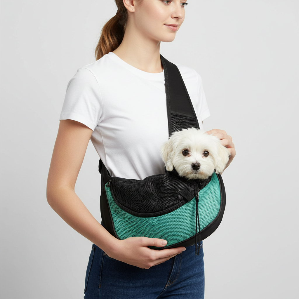 NUGGAL Ergonomic Pet Sling Carrier Breathable Mesh Crossbody Bag